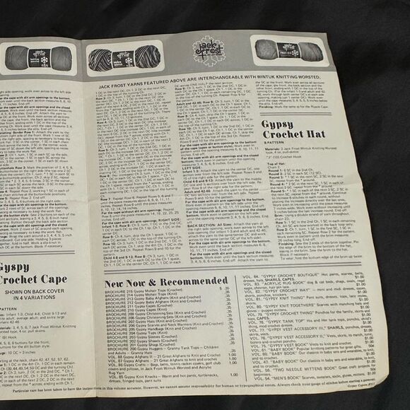 Vintage 1970s Jack Frost Crochet Cape and Hat Patterns - - Picture 6 of 6